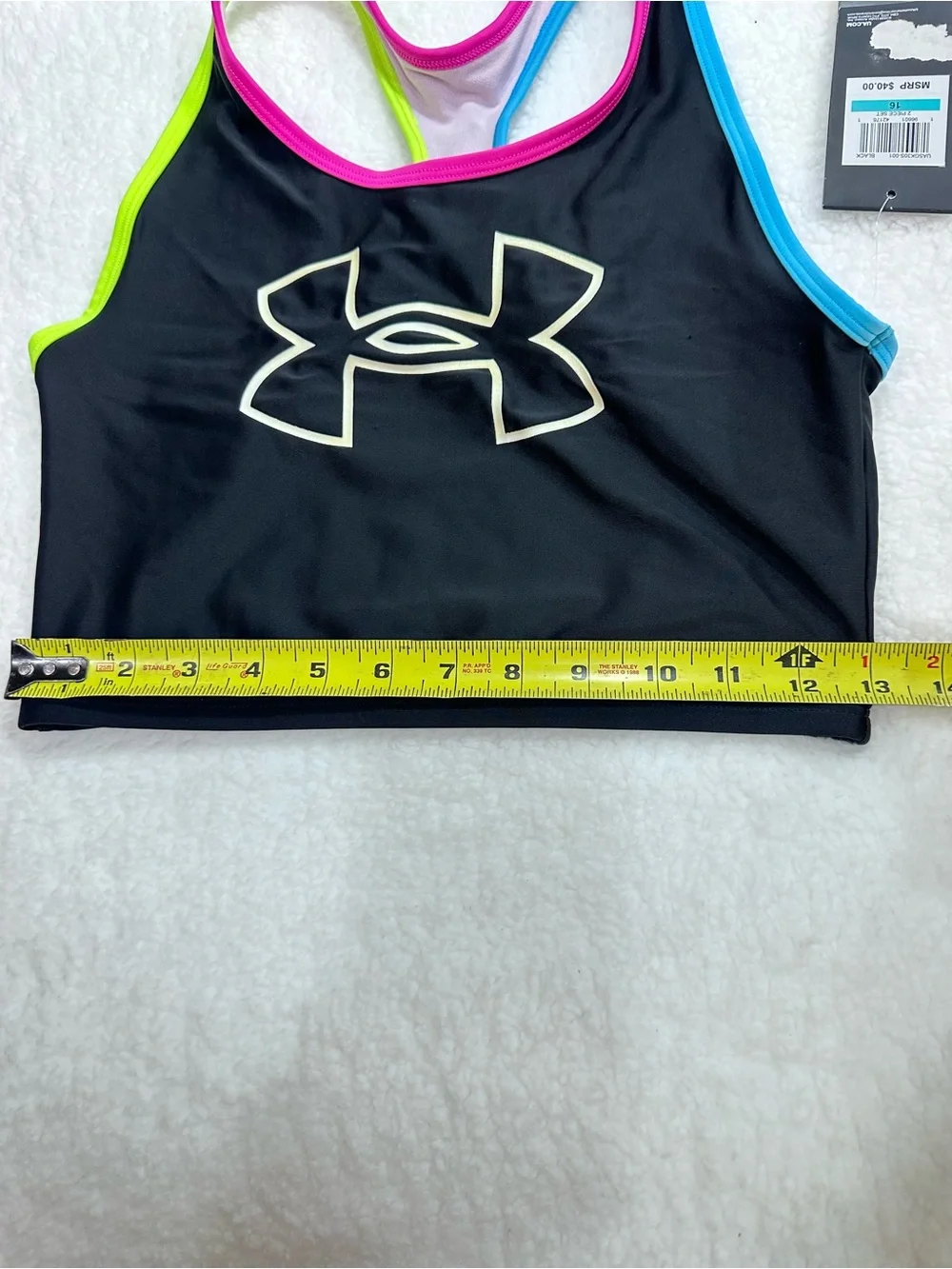 Girl’s Under Armour Black Two-Piece Swim Set with Neon Trim